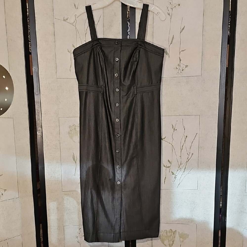 Calvin Klein Gray Buttoned Midi Sheath Dress for Cocktail